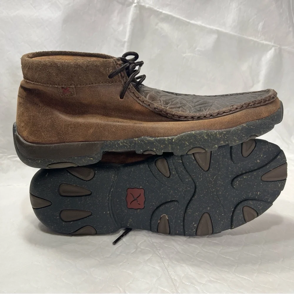 Twisted X Chocolate Chukka Driving Moc Mens Size 10D Brown Leather Shoes MDM0090